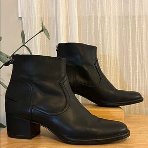 UGG Black Leather Ankle Boots